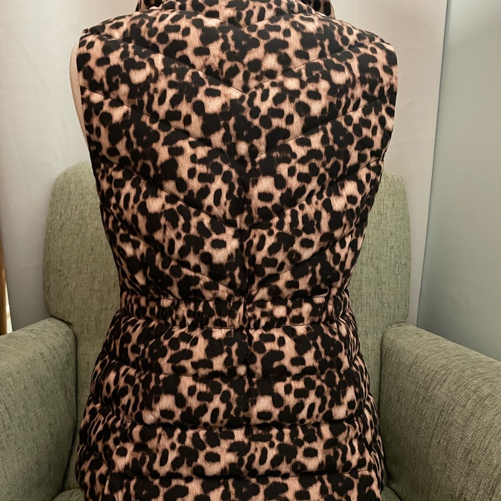 Talbots Leopard Zip Up Quilted Vest